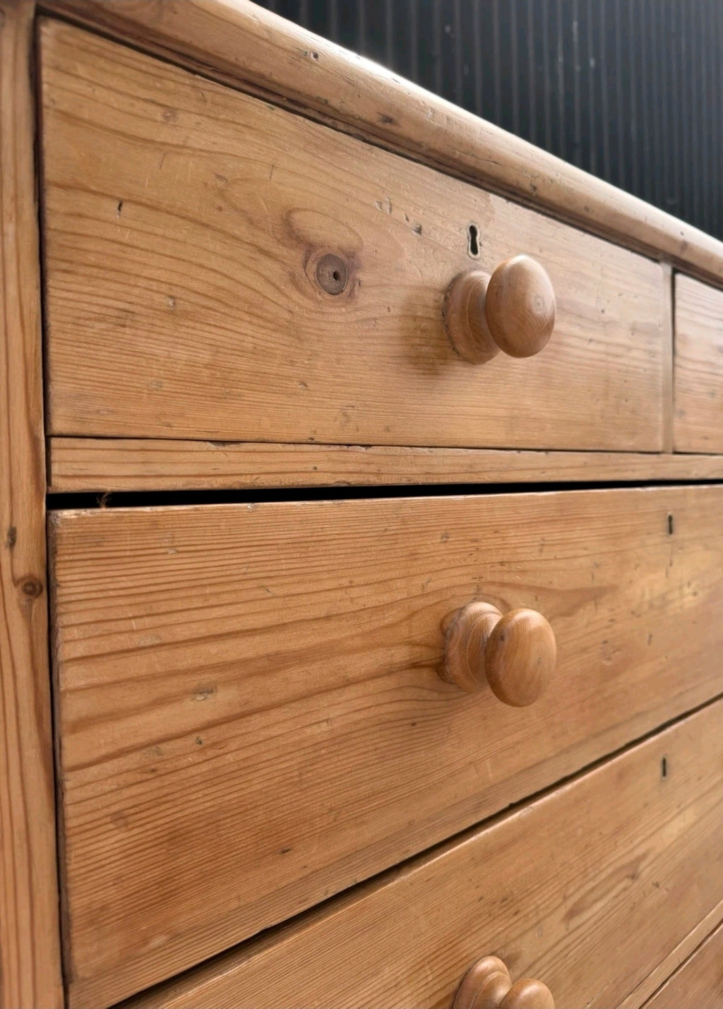 Large Antique Victorian Waxed Pine Chest Of Drawers, Country Farmhouse, Bedroom.