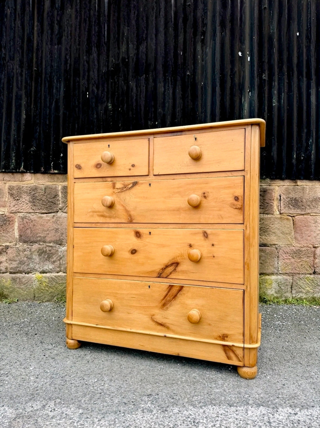 Antique Victorian Pine Chest Of Drawers, Original, 2 Over 3 Drawers, Lockable
