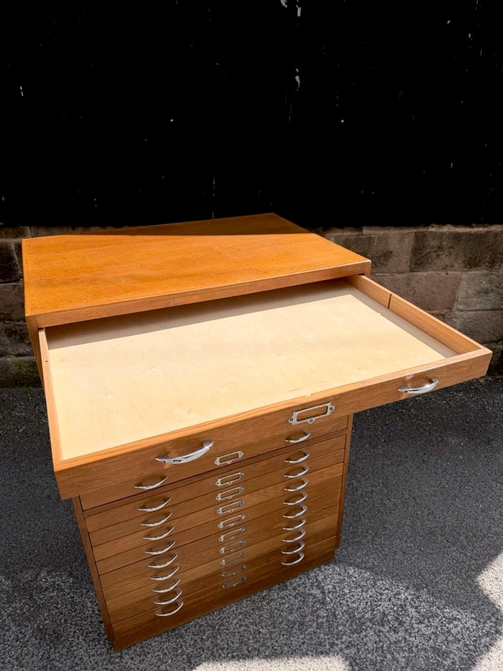 1950s Tall Architects’ Plan Chest. Oak & Birch. Artists, Studio, Storage.