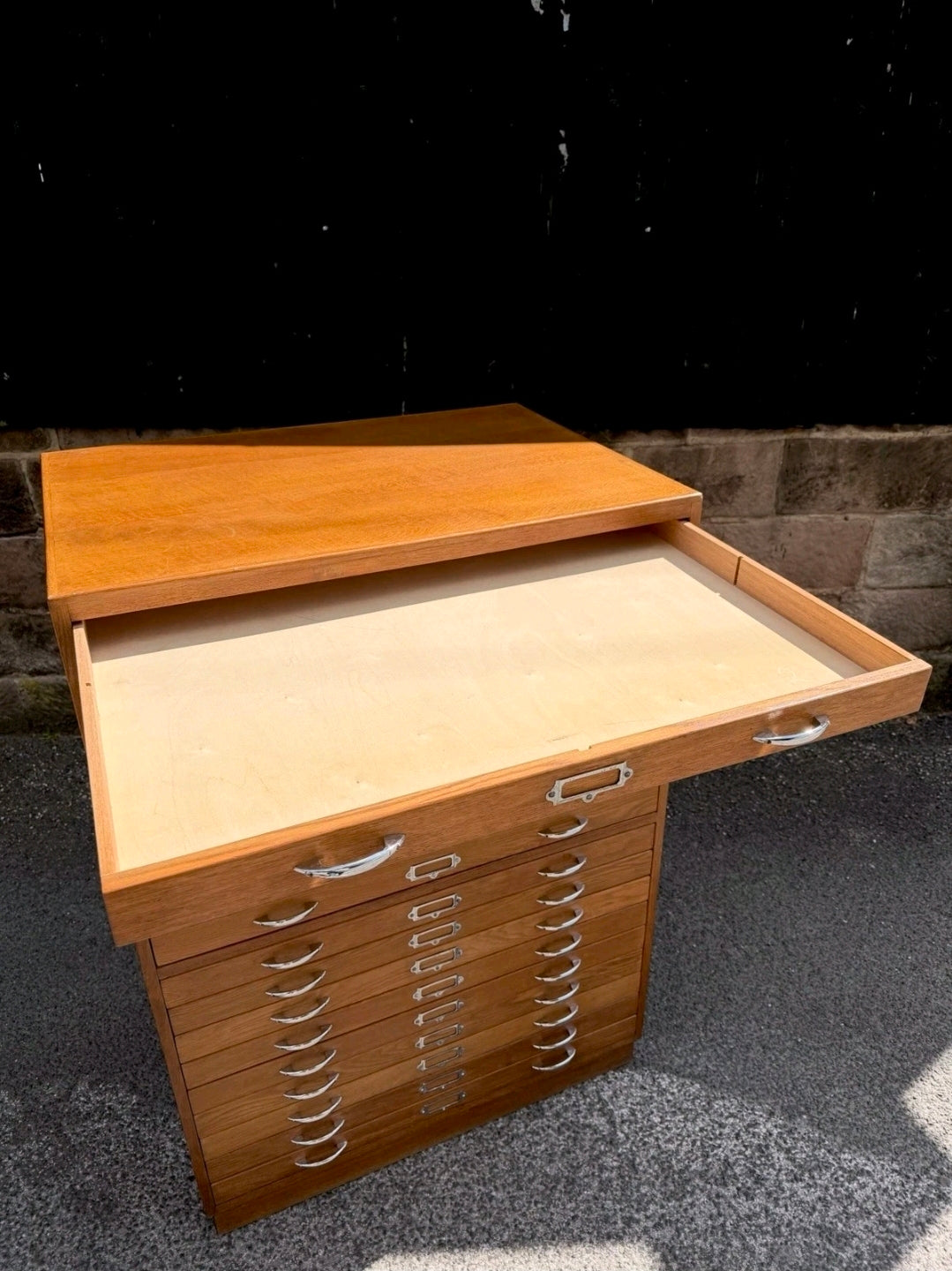 1950s Tall Architects’ Plan Chest. Oak & Birch. Artists, Studio, Storage.