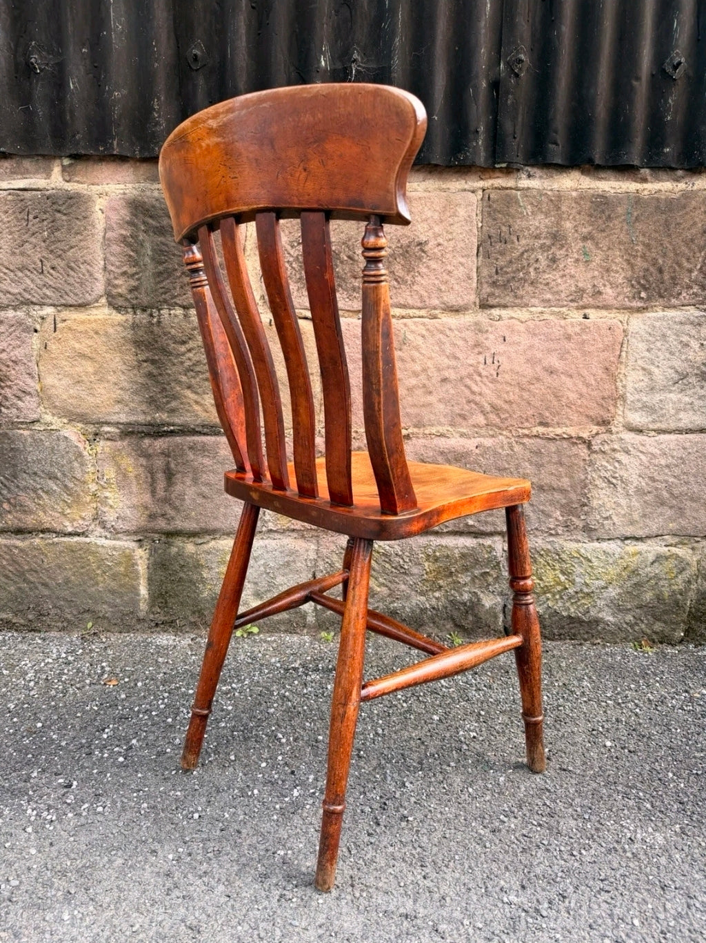 6 Matching Antique Victorian Windsor Lathback Kitchen Dining Chairs. Elm & Beech