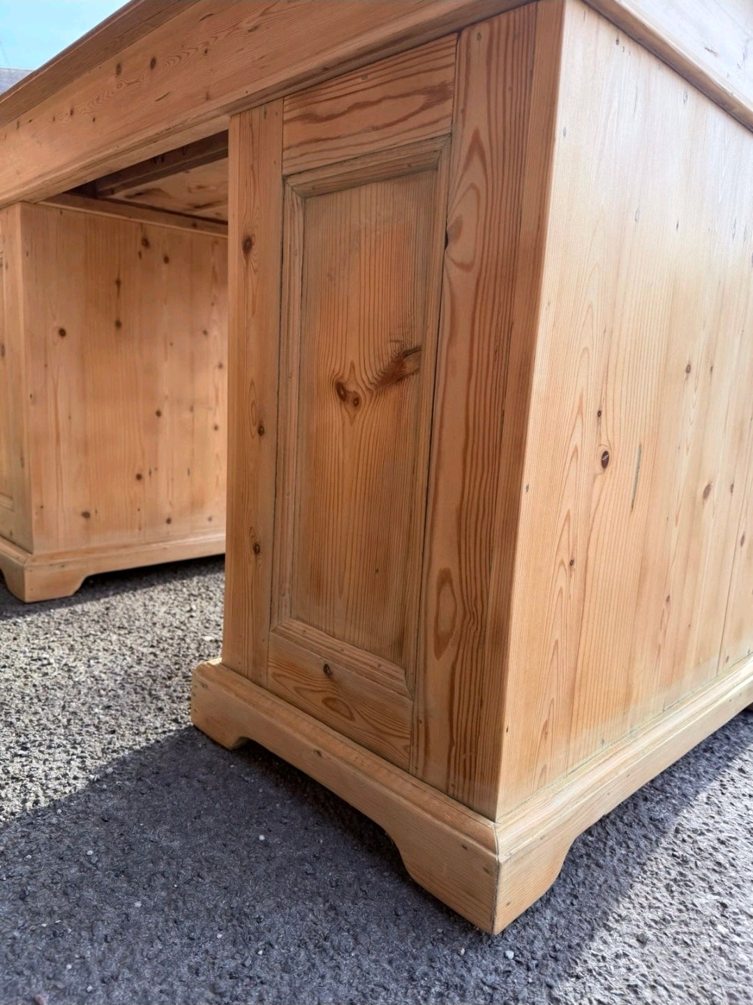 Waxed Solid Pine Twin Pedestal Desk Traditional Rustic, Study, Drawers, Office