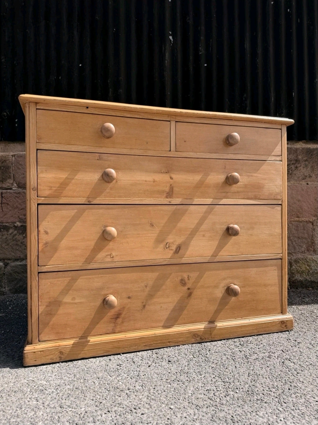Large Antique Victorian Waxed Pine Chest Of Drawers, Country Farmhouse, Bedroom.