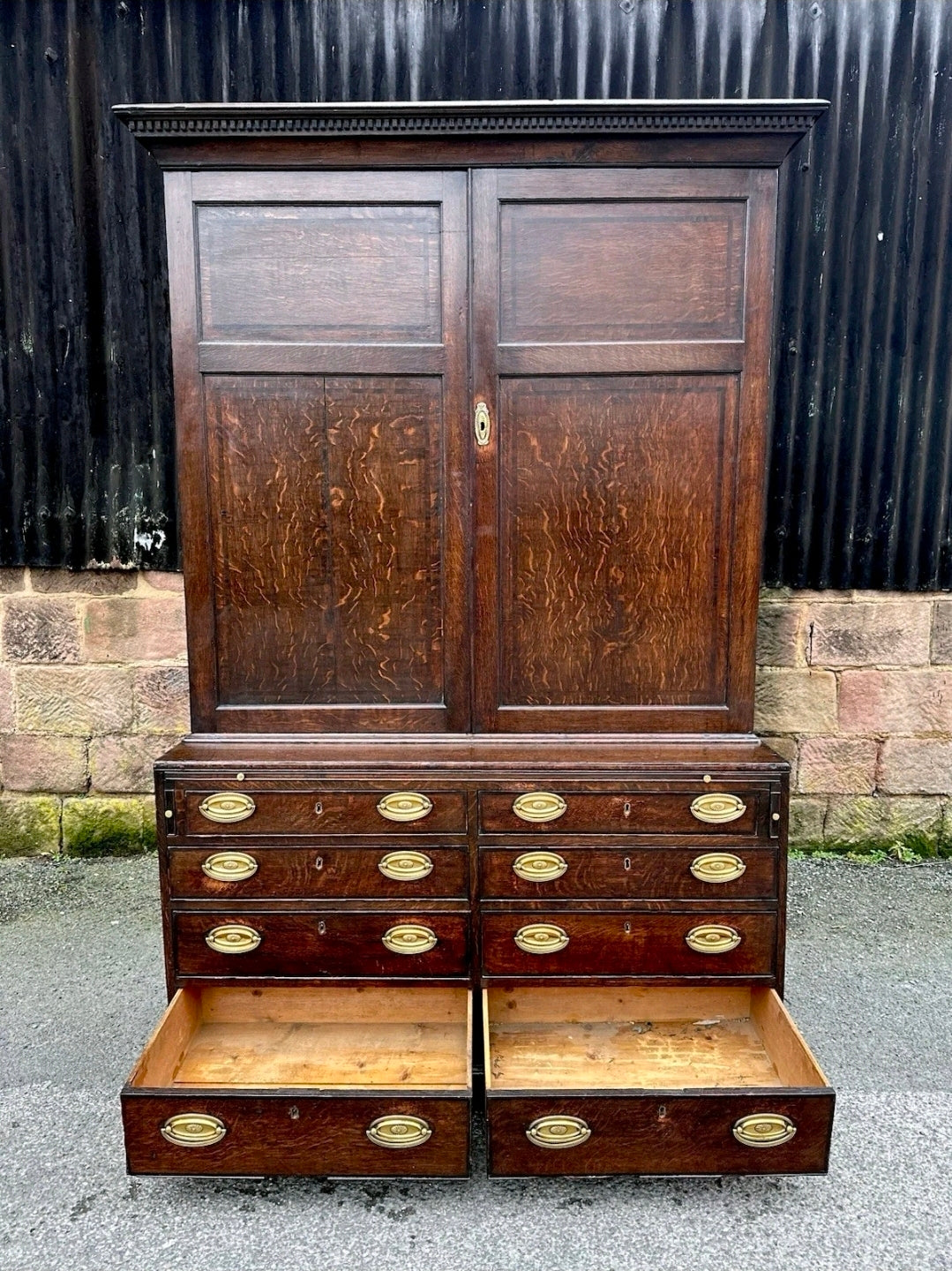 Antique George III Estate Office Cabinet. Oak, c1810, Country House, Storage