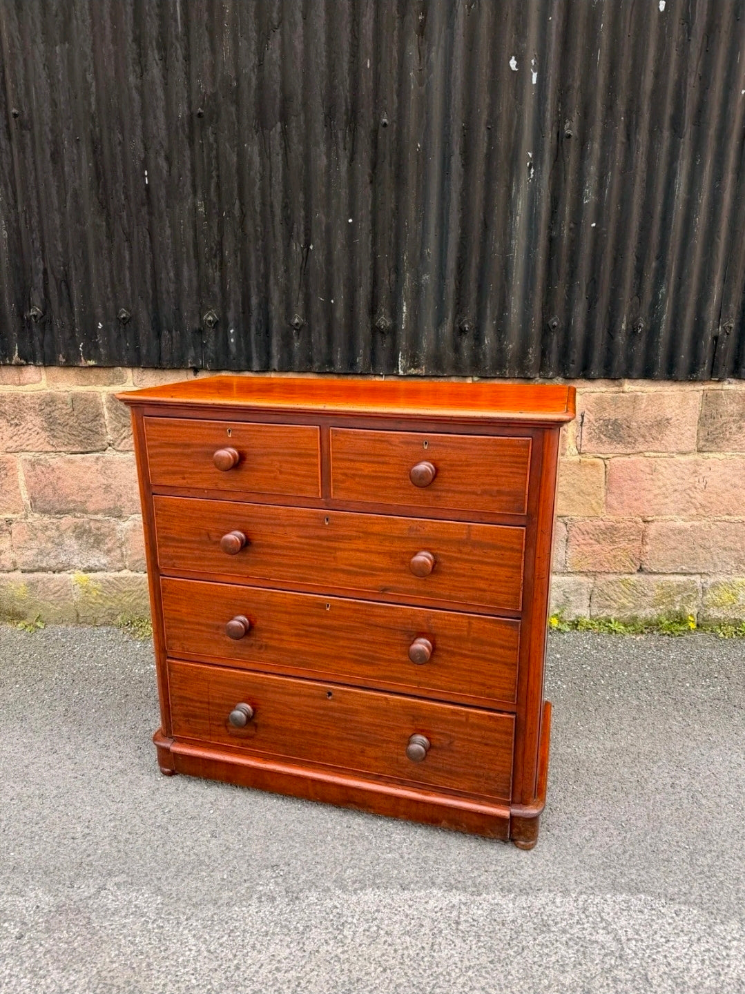Antique Mahogany Chest Of Drawers, Victorian Original, 5 Drawers, Bedroom