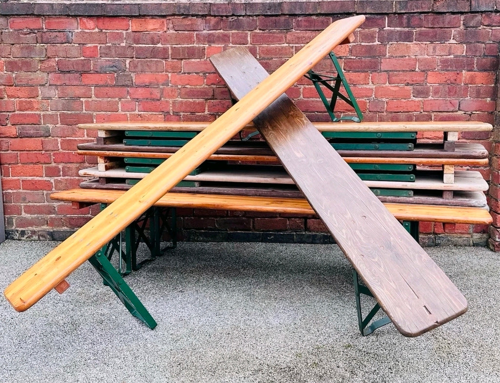 Vintage Italian Hardwood Beer Festival Benches, Dining, Pub, Bar, Garden Bench