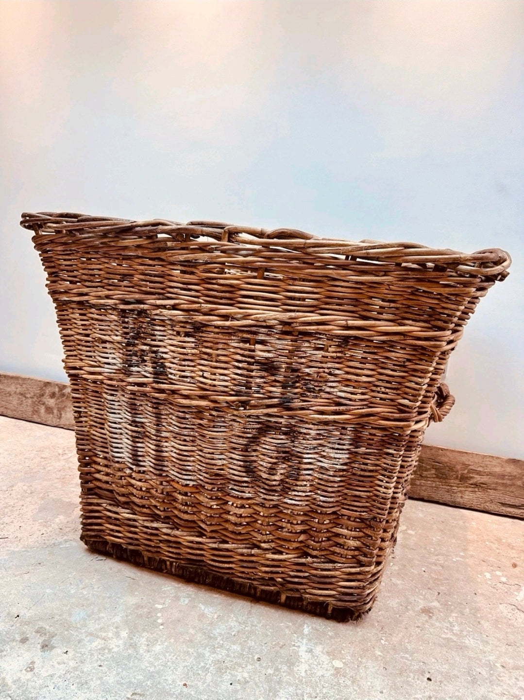 Huge Victorian Textile Mill Basket. Wicker Basket, Laundry,Log Basket, Film Prop