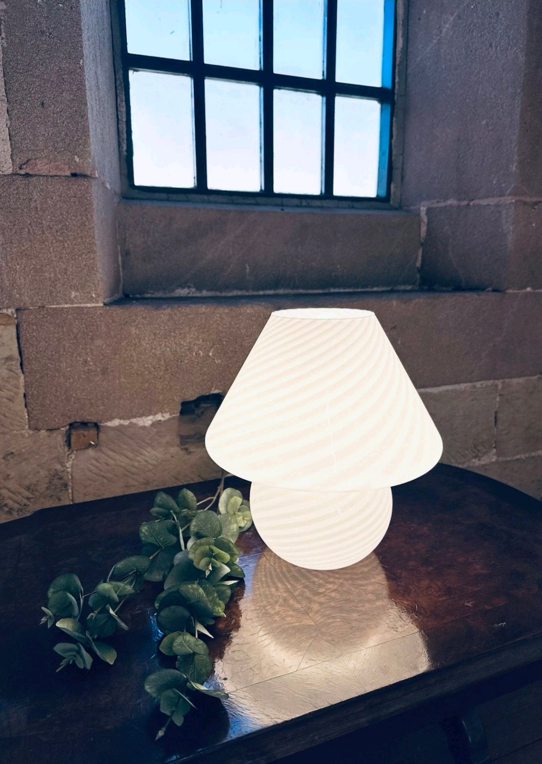 1970s Murano Glass Table Lamp Vintage Swirl Mushroom Space Age Retro Italian