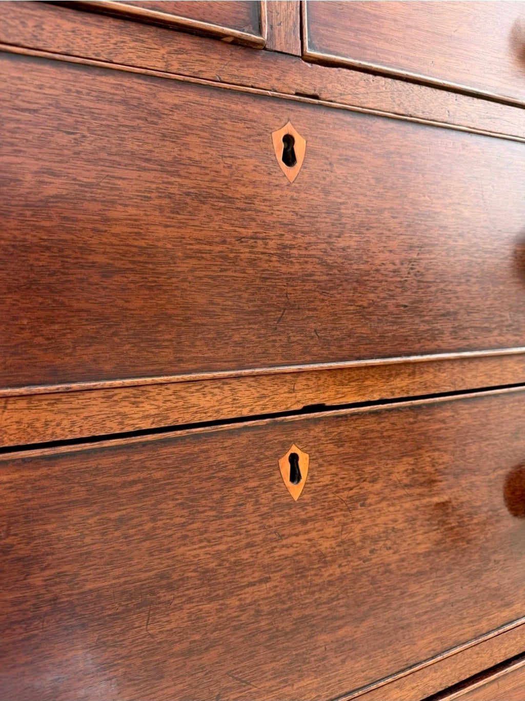 Antique 19th Century Georgian Mahogany Chest Of 6 Drawers. Bedroom, Storage