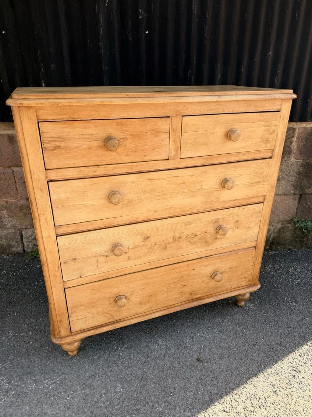 Large Antique Victorian Pine Chest Of Drawers, Country Farmhouse, Bedroom. Tall