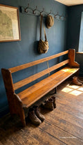 Rare Victorian Pitch Pine Sunday School Church Pew, Bench, Boot Room, Hallway