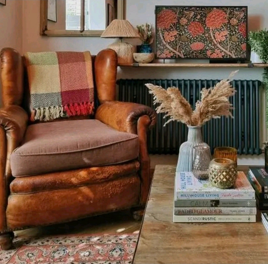 Extra Large Check Throw, Herringbone, Multicoloured Blanket 100% Cotton