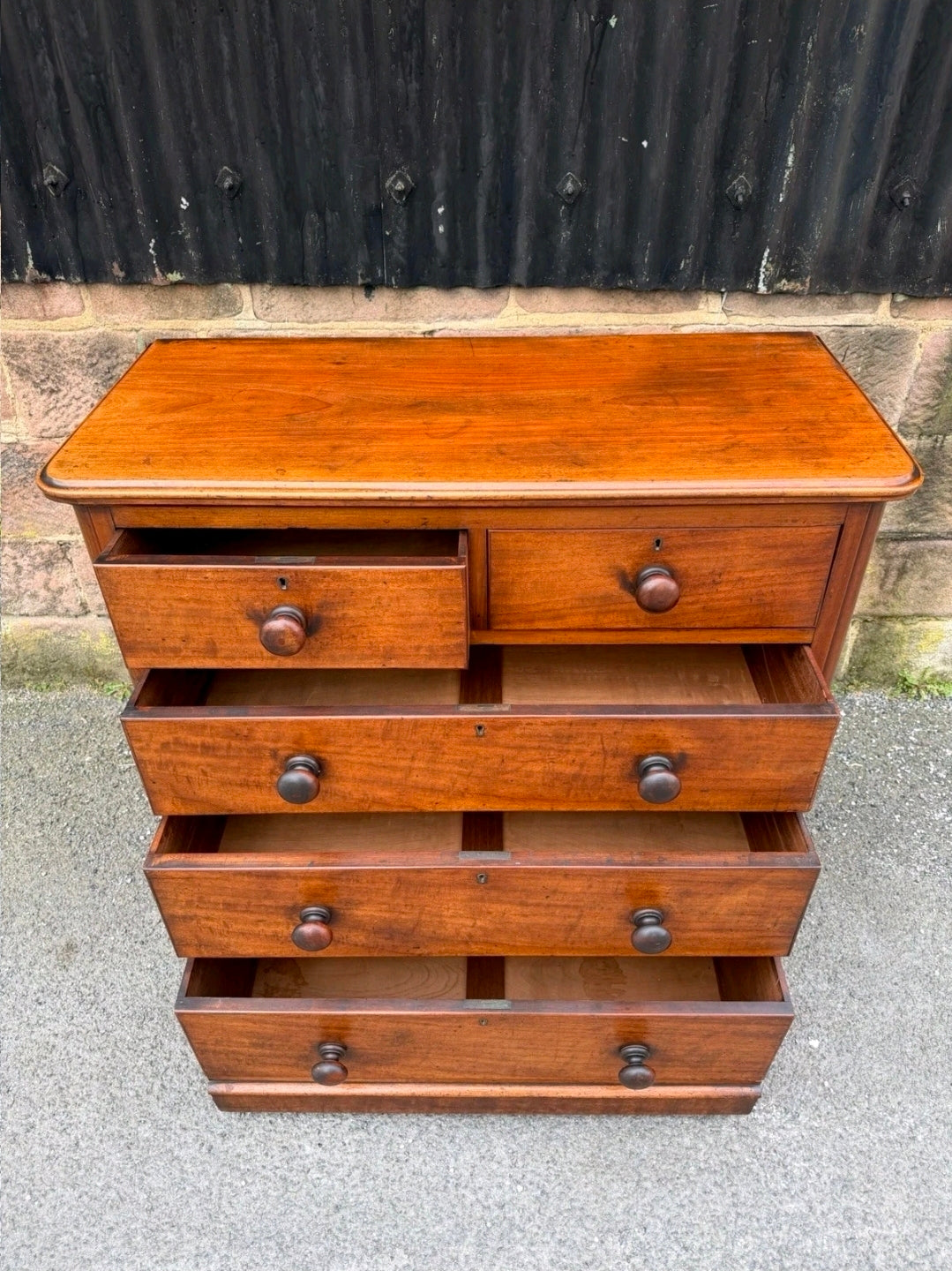 Antique Mahogany Chest Of Drawers, Victorian Original, 5 Drawers, Bedroom