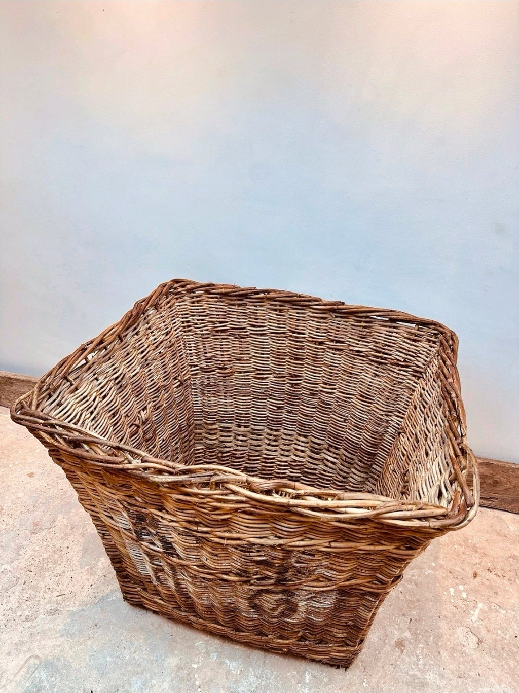 Huge Victorian Textile Mill Basket. Wicker Basket, Laundry,Log Basket, Film Prop