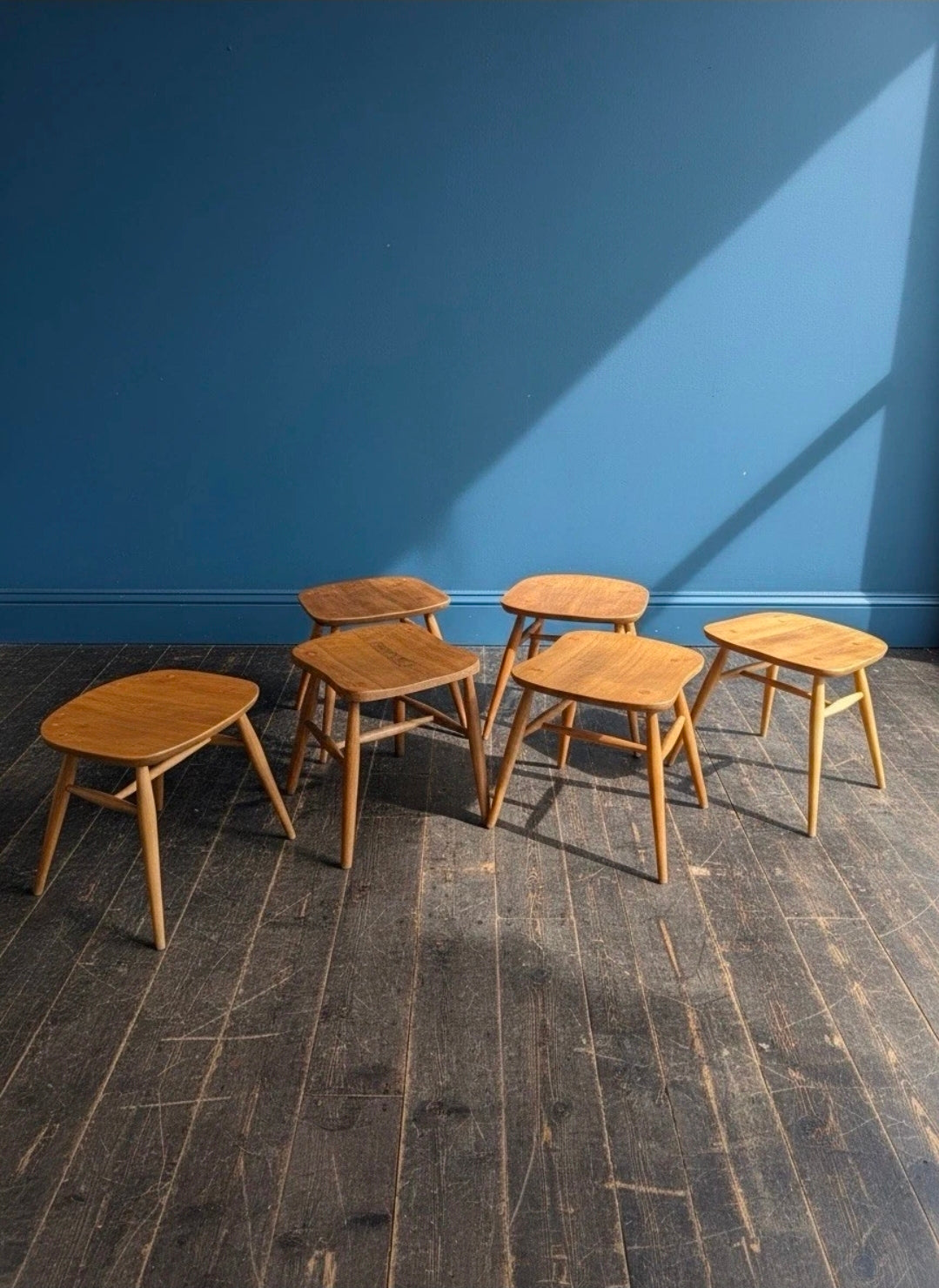 Mid Century Ercol Elm & Beech Stools, Various Styles, Waxed Finish