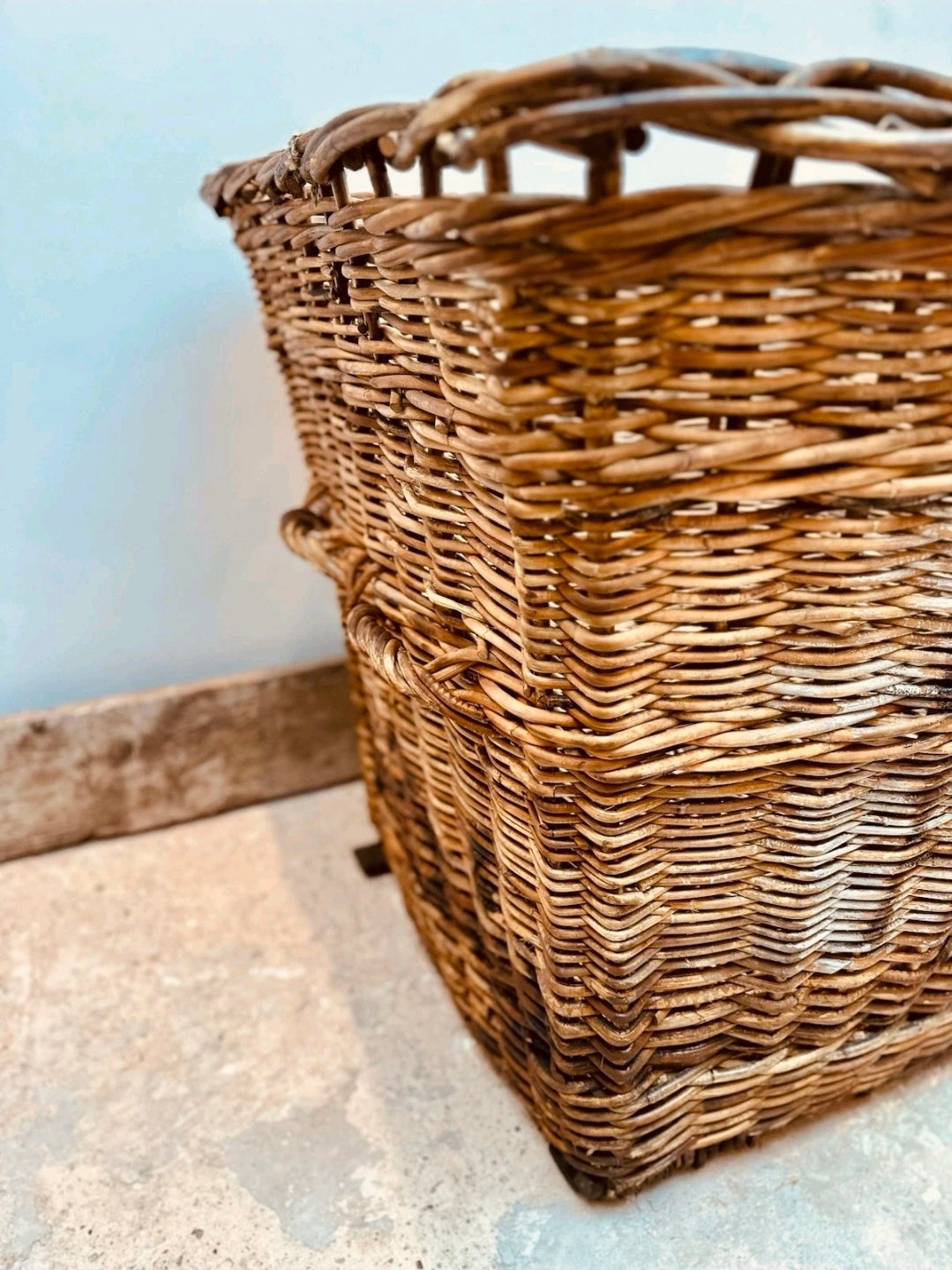 Huge Victorian Textile Mill Basket. Wicker Basket, Laundry,Log Basket, Film Prop