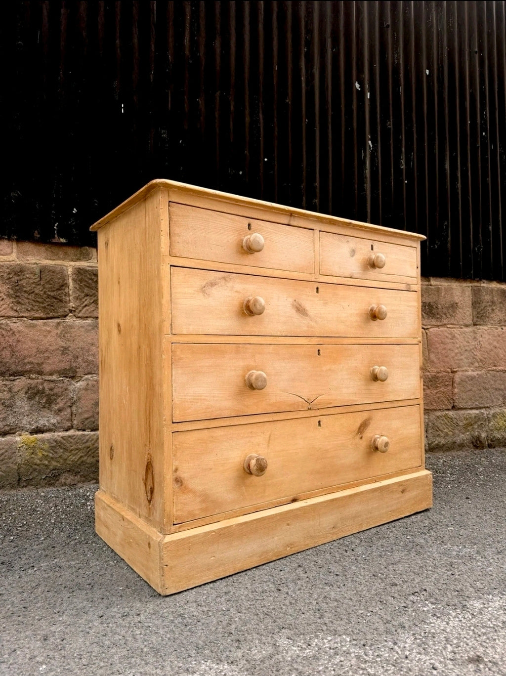 Victorian Stripped Pine Chest Of Drawers 2 Over 3, Country Farmhouse, Antique