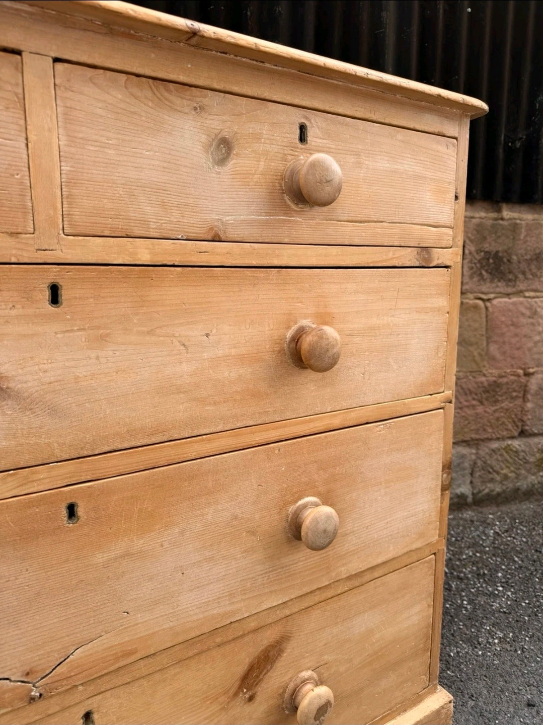 Victorian Stripped Pine Chest Of Drawers 2 Over 3, Country Farmhouse, Antique