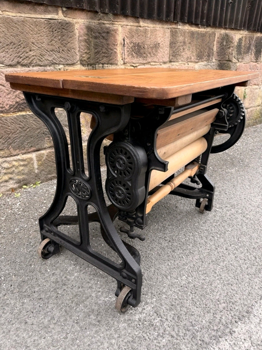 Vintage CWS Mangle, Folding, Side Table, Desk, Industrial Feature Table, Hallway