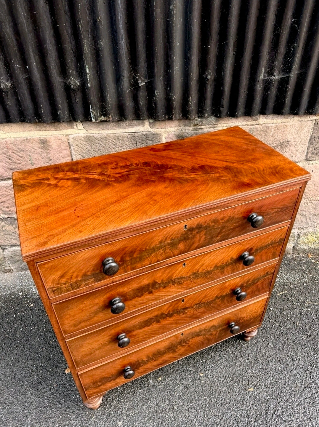 Antique Flame Mahogany Chest Of Drawers C1880, Victorian, Storage, Bedroom