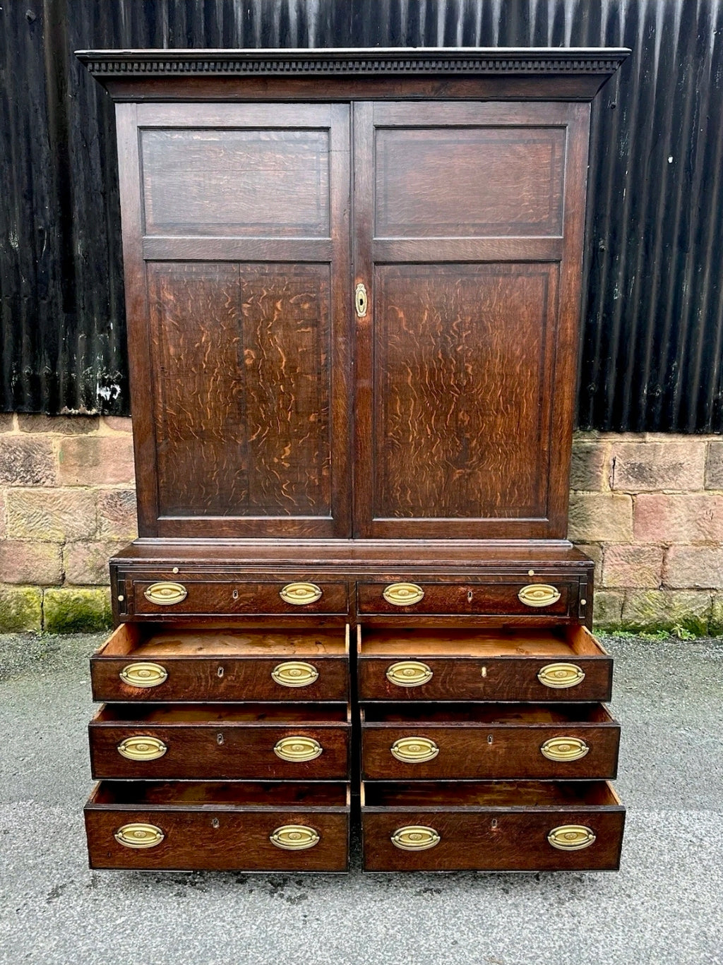 Antique George III Estate Office Cabinet. Oak, c1810, Country House, Storage