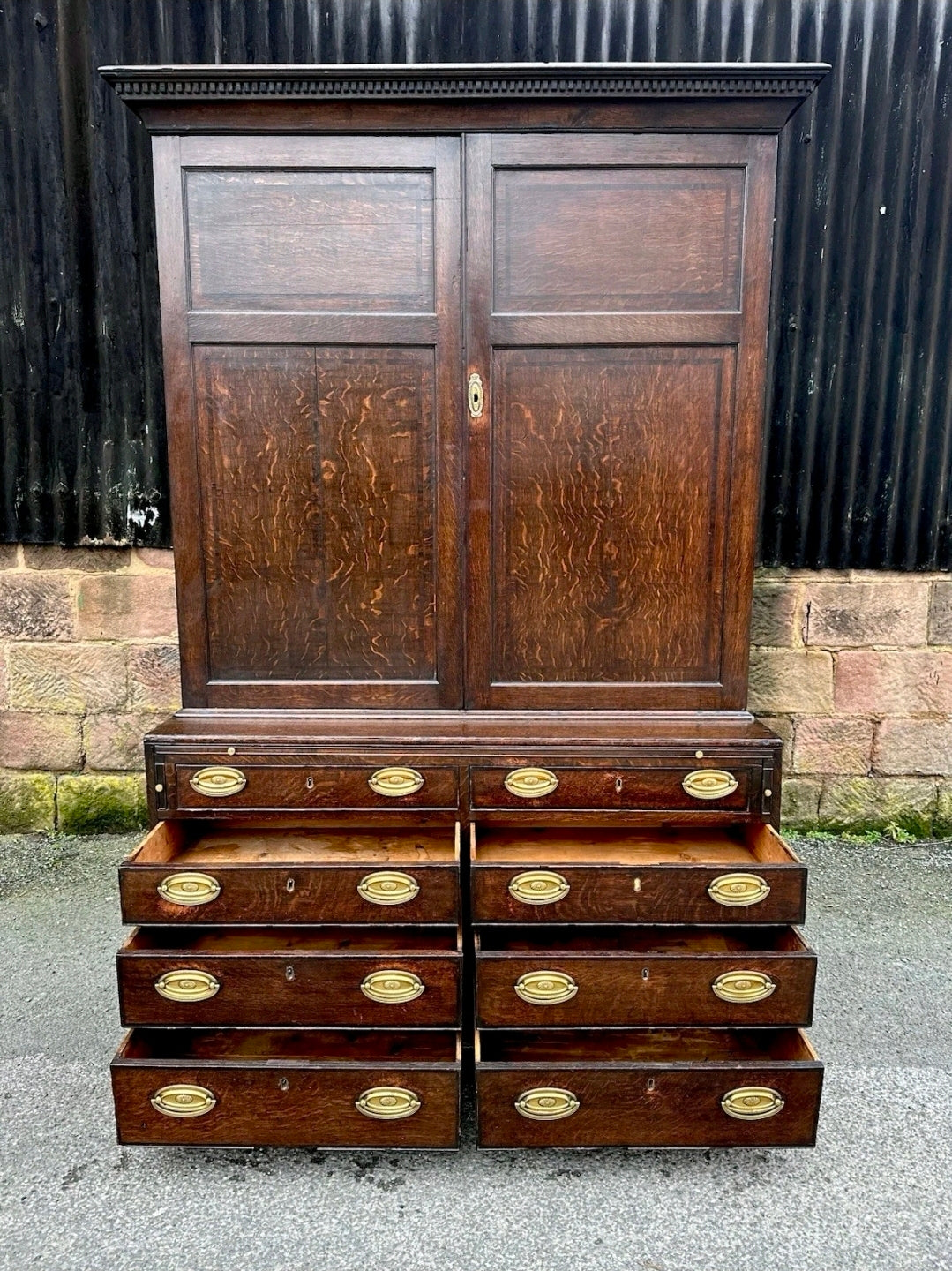 Antique George III Estate Office Cabinet. Oak, c1810, Country House, Storage