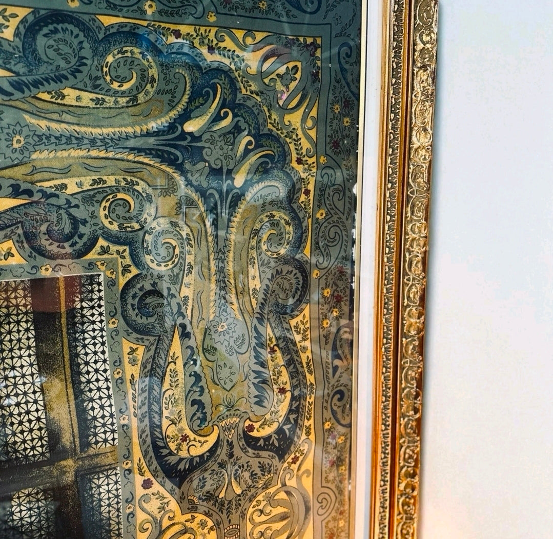 Large Vintage Italian Framed Tapestry. 1930’s 155x159cm.Wall Art, Statement Piece