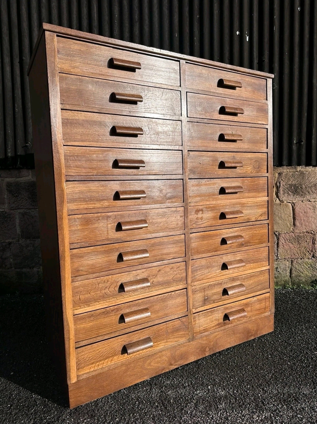 1940s Bank Of 20 Oak Index Drawers. Apothecary, Filing,Storage,Chest Of Drawers