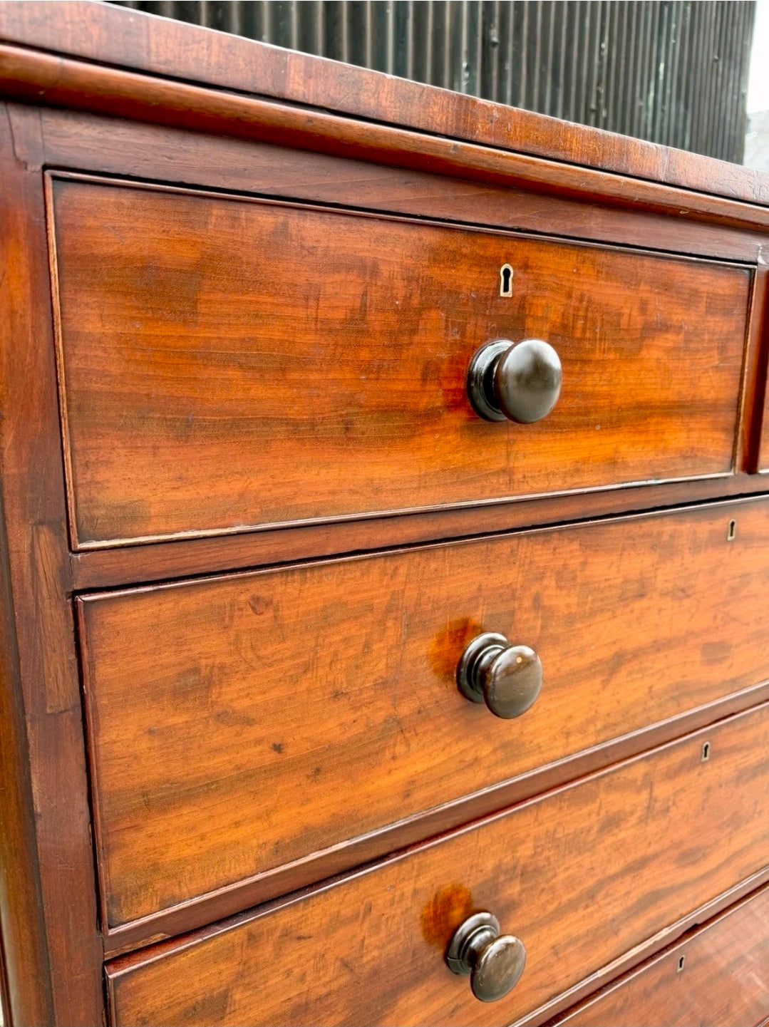 Large Antique Mahogany Chest Of Drawers. Bedroom, Storage, Oak Lined Drawers