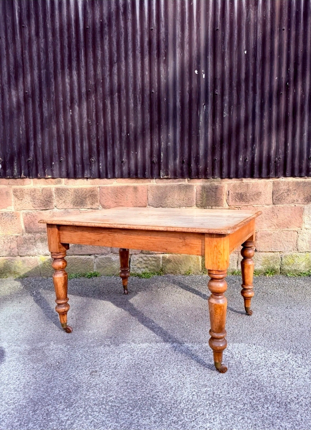 Victorian Farmhouse Scrub Top Pine Dining Table C1880. Country, Kitchen, Rustic