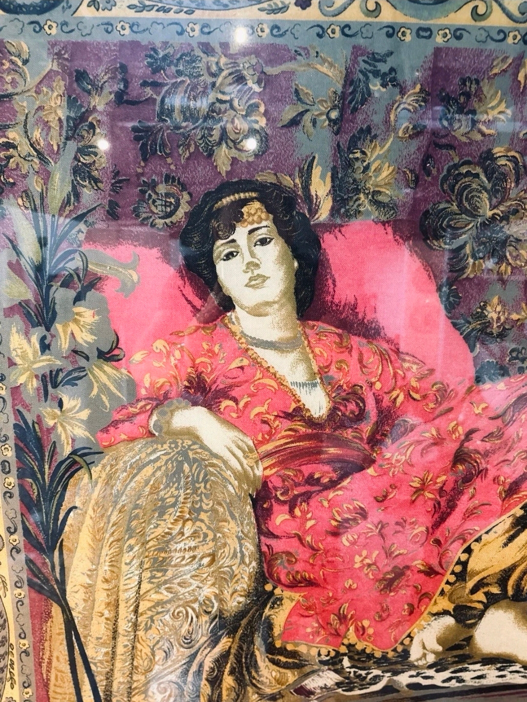 Large Vintage Italian Framed Tapestry. 1930’s 155x159cm.Wall Art, Statement Piece