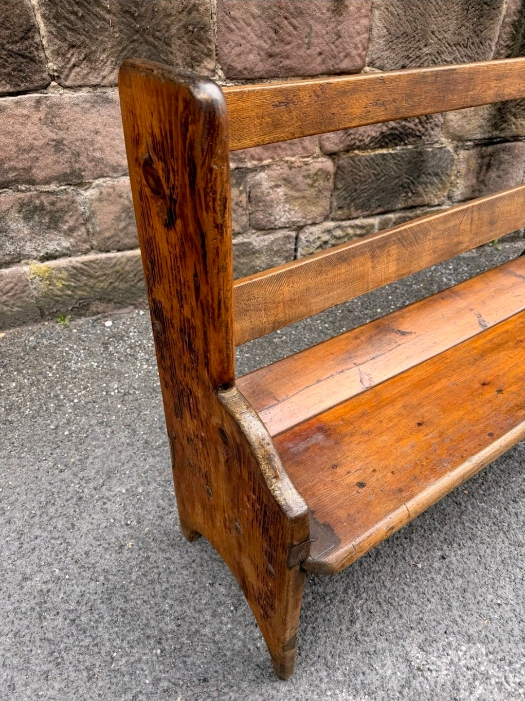 Rare Victorian Pitch Pine Sunday School Church Pew, Bench, Boot Room, Hallway