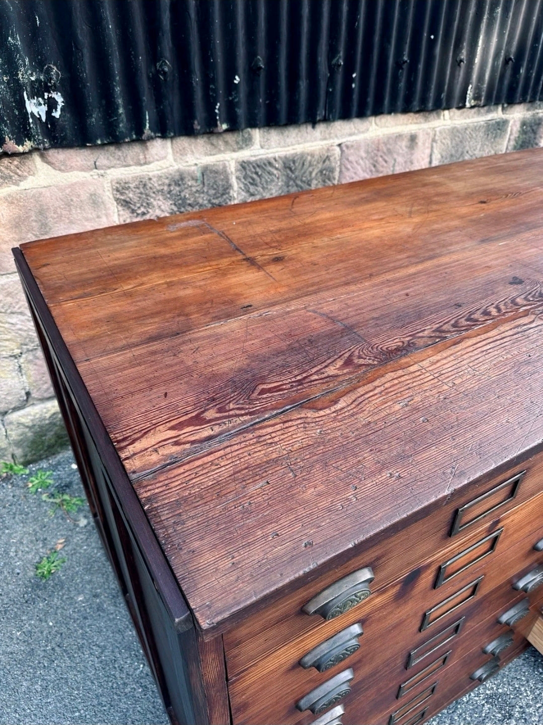 1920s Fiat Factory Bank Of Workshop Drawers. Kitchen Island, Garage,Shop Counter