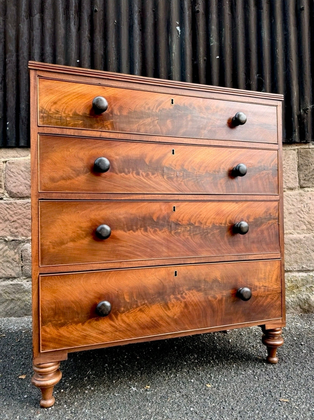 Antique Flame Mahogany Chest Of Drawers C1880, Victorian, Storage, Bedroom