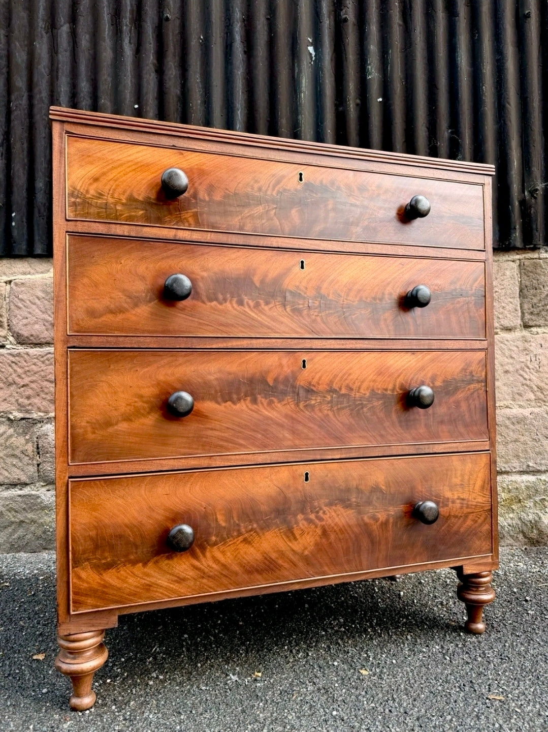 Antique Flame Mahogany Chest Of Drawers C1880, Victorian, Storage, Bedroom