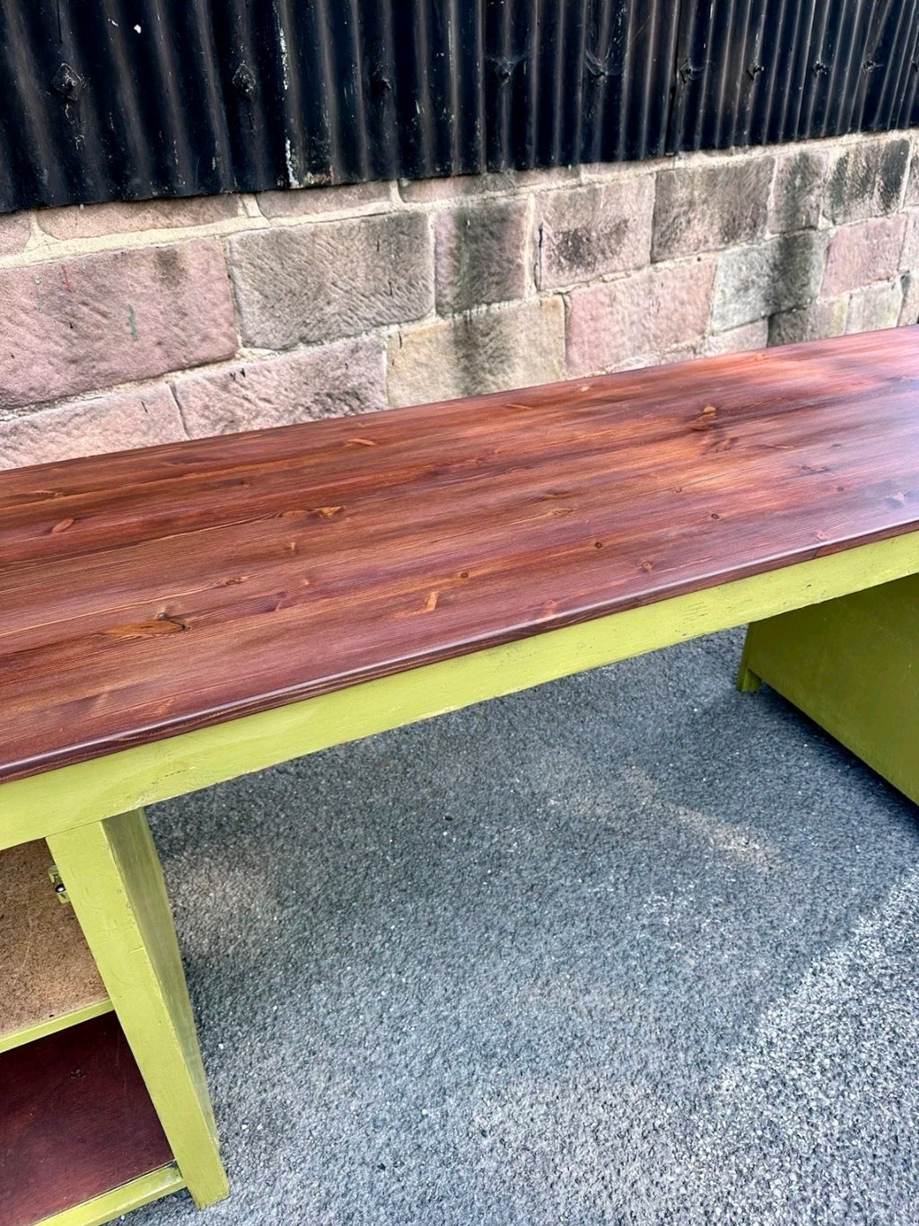 Industrial Reclaimed Large Clerks Desk. Original Paint, Statement, 8ft, Drawers