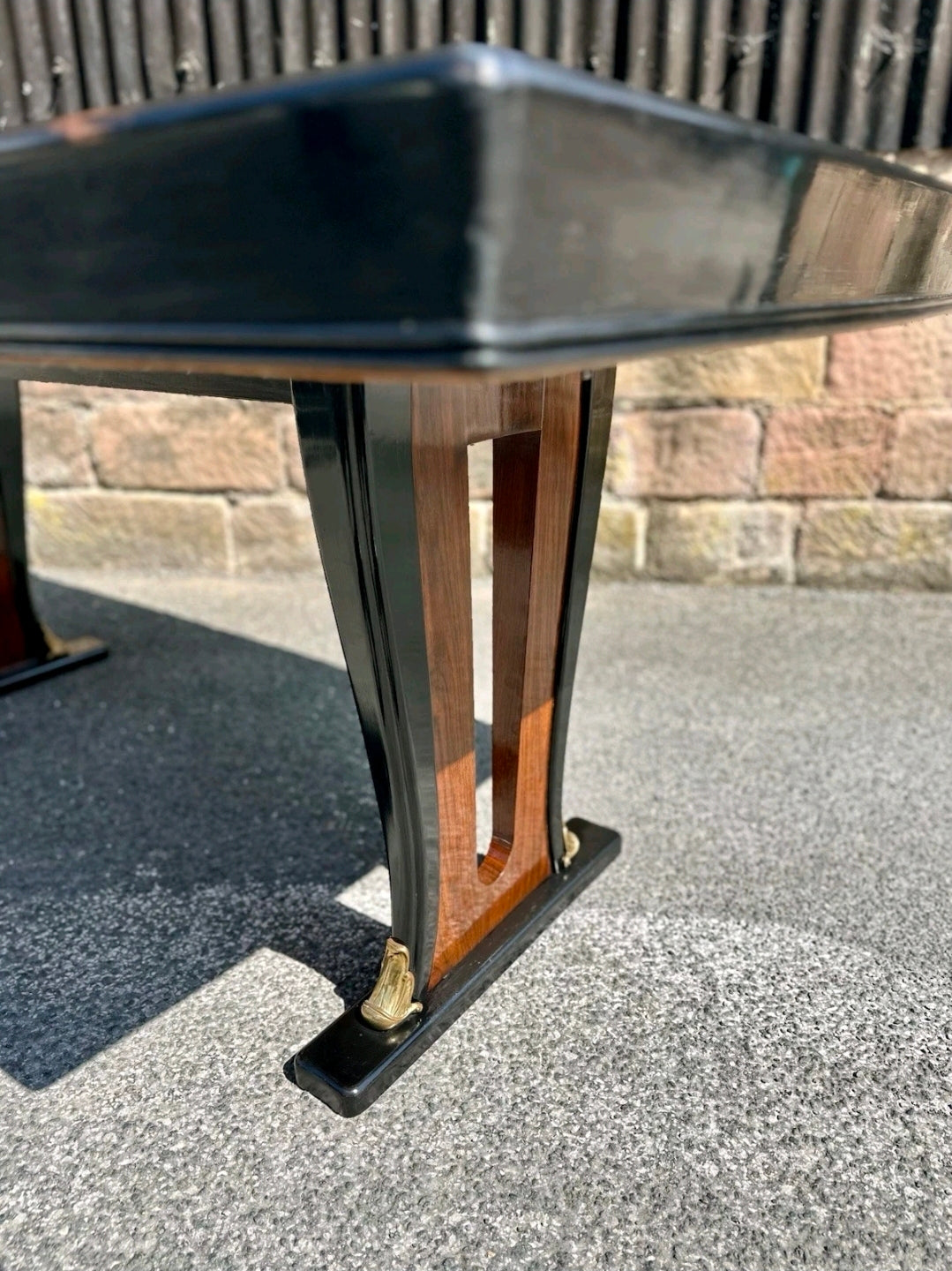 1940s Italian Designer Desk Attributed To Guglielmo Ulrich. Walnut, Glass, Green