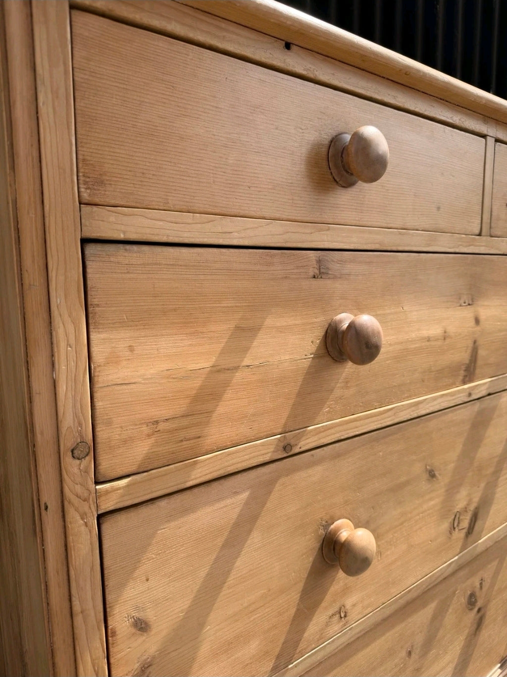 Large Antique Victorian Waxed Pine Chest Of Drawers, Country Farmhouse, Bedroom.