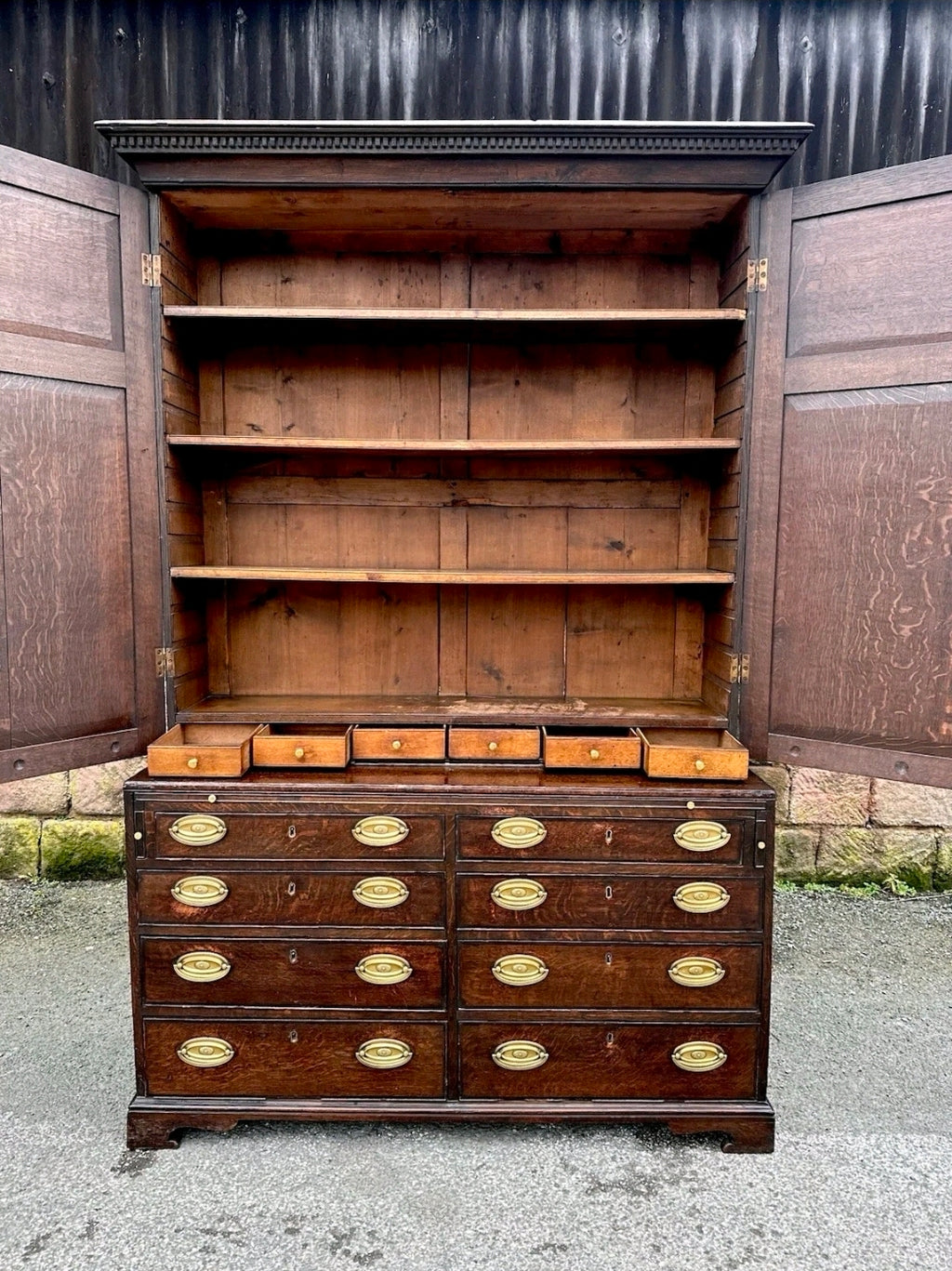 Antique George III Estate Office Cabinet. Oak, c1810, Country House, Storage