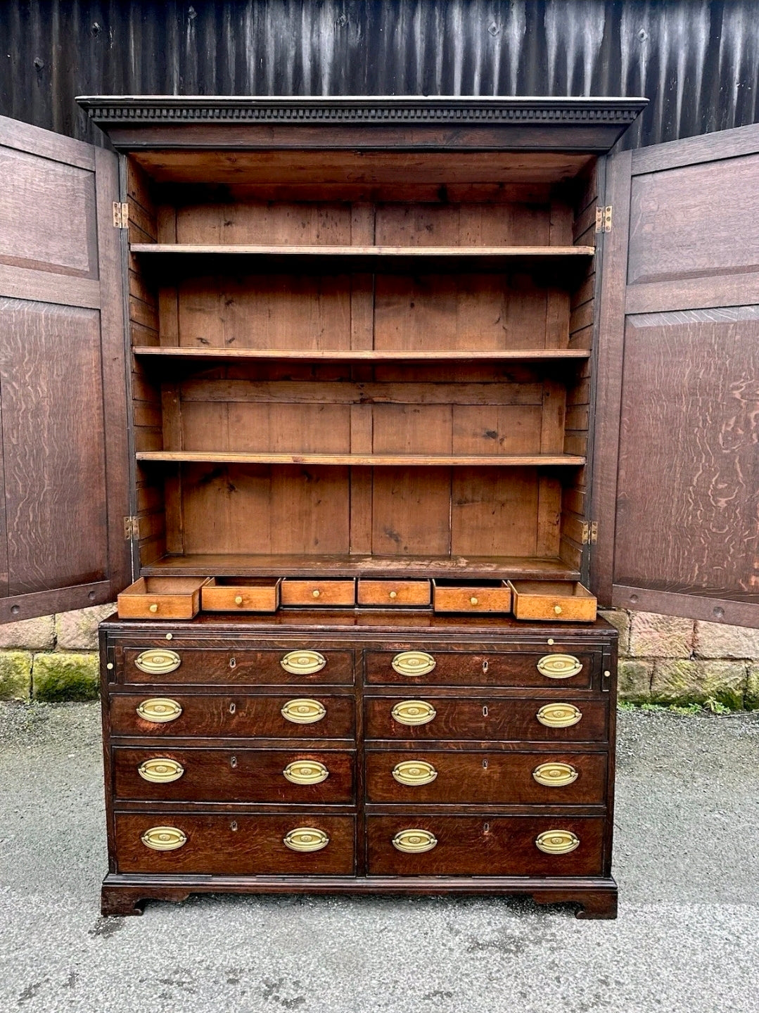 Antique George III Estate Office Cabinet. Oak, c1810, Country House, Storage