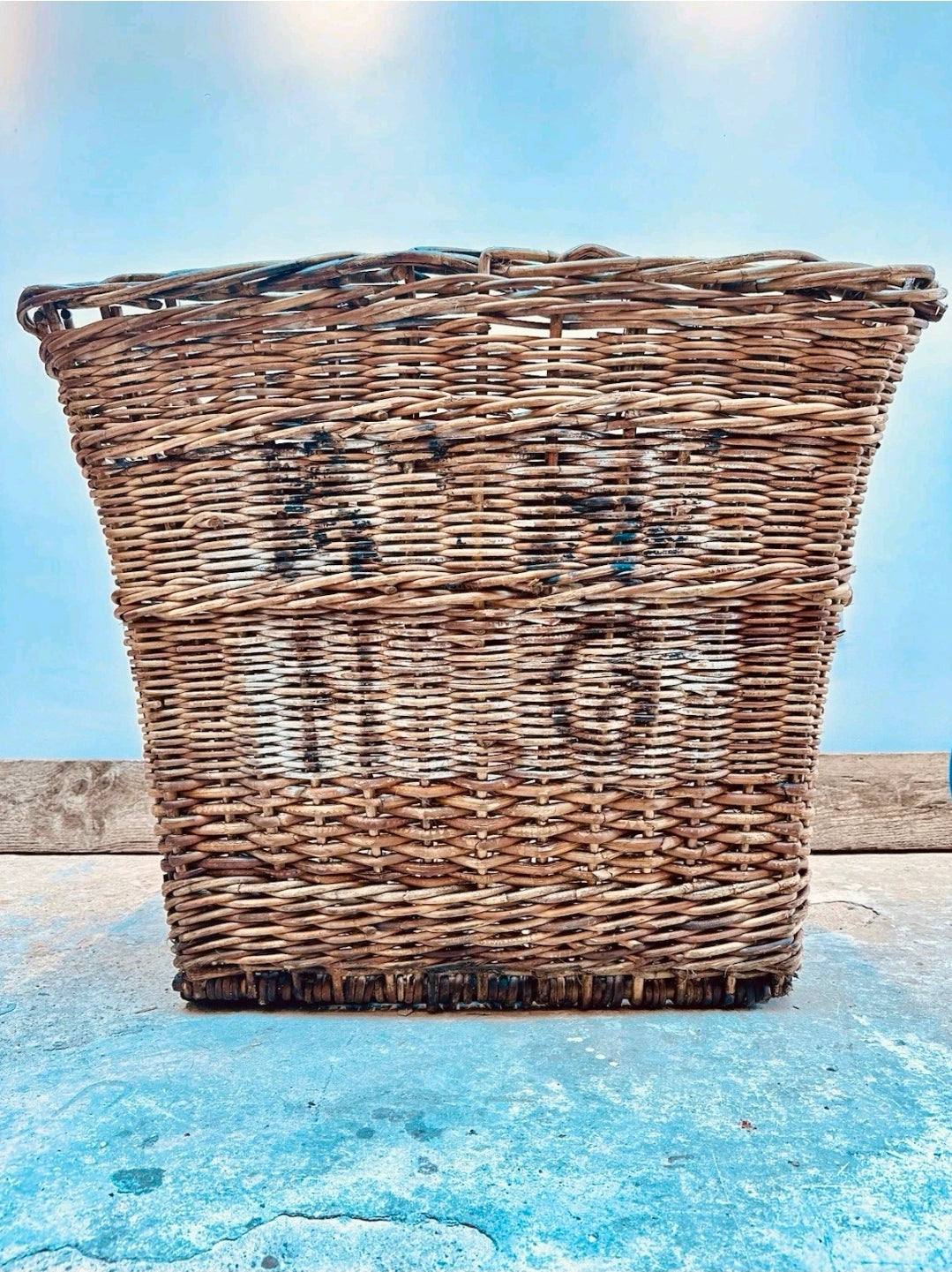 Huge Victorian Textile Mill Basket. Wicker Basket, Laundry,Log Basket, Film Prop