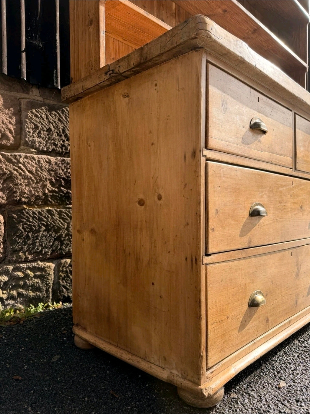 Large Antique Pine & Sycamore Victorian Dresser. Kitchen, Country House, Pantry