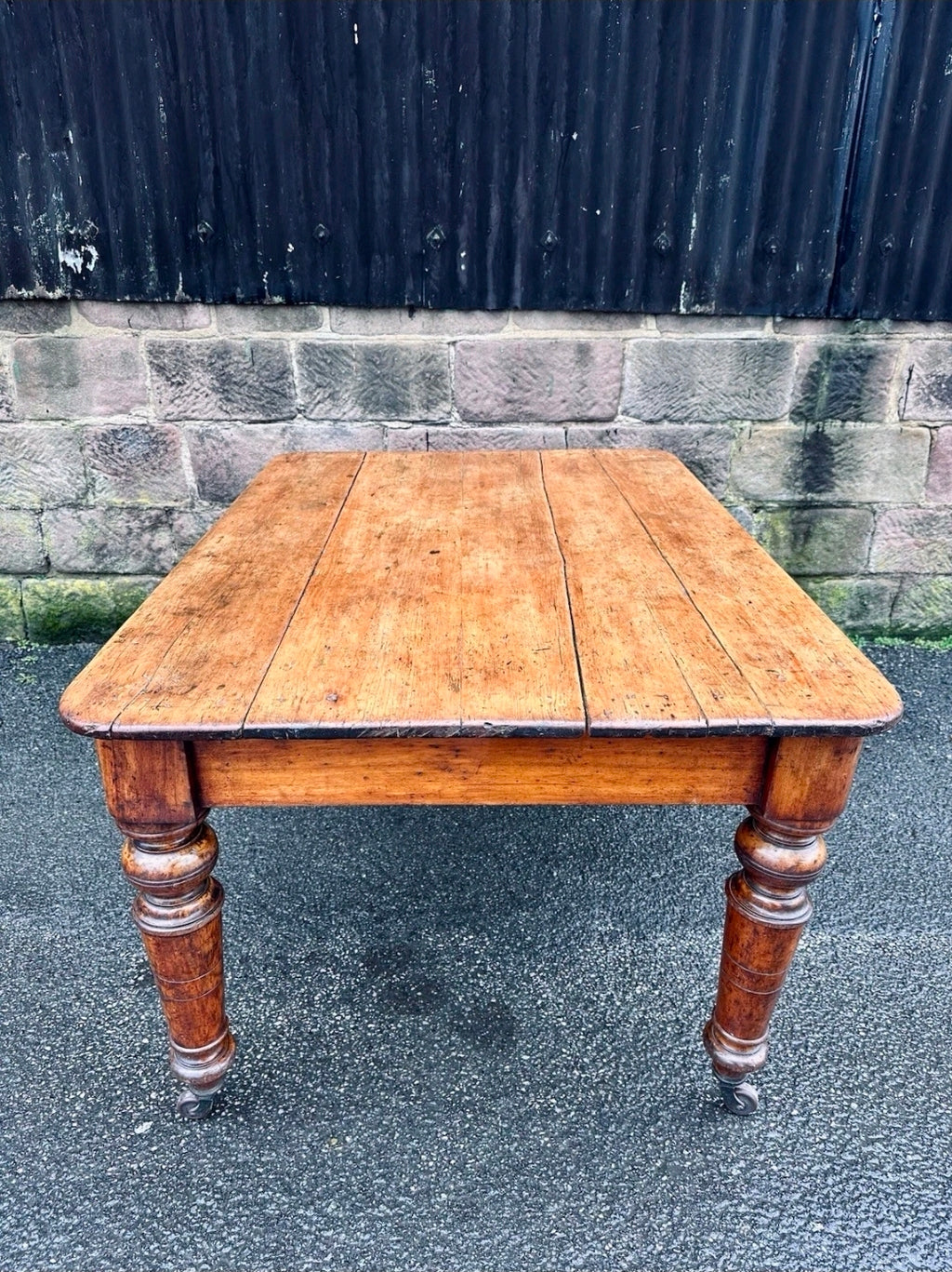 Victorian Farmhouse Scrub Top Pine & Mahogany Kitchen Table C1880.