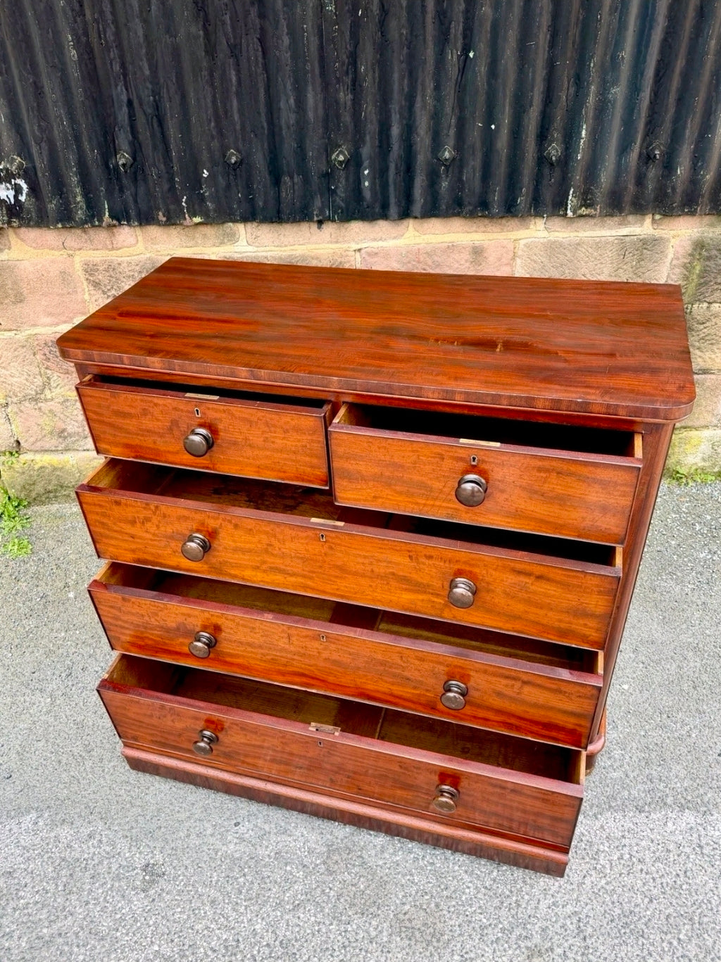 Large Antique Mahogany Chest Of Drawers. Bedroom, Storage, Oak Lined Drawers
