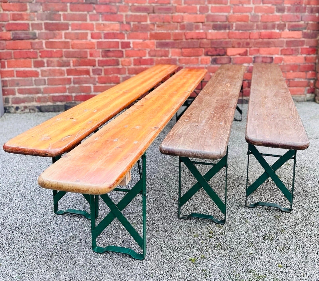 Vintage Italian Hardwood Beer Festival Benches, Dining, Pub, Bar, Garden Bench