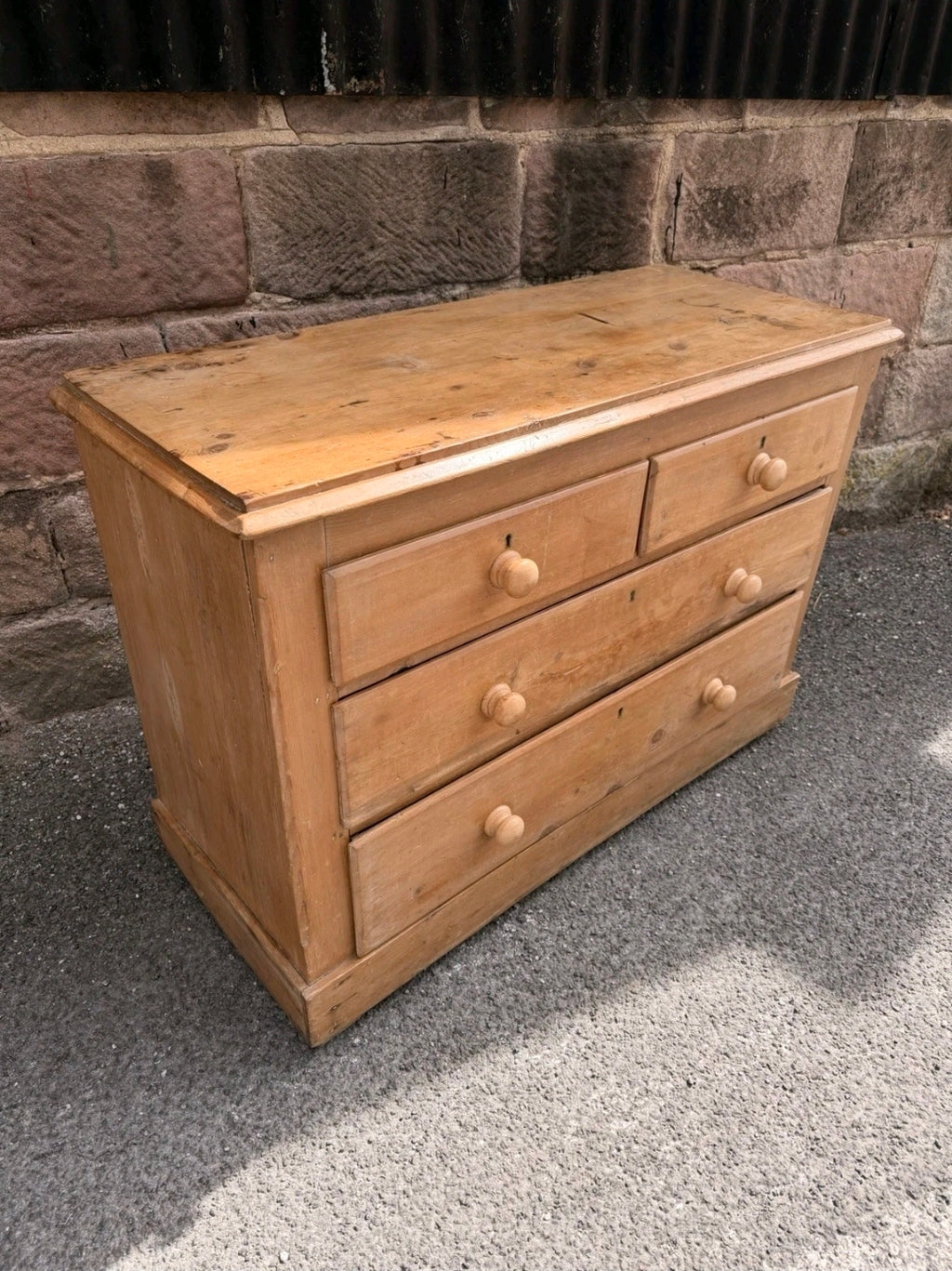 Rustic Antique Victorian Waxed Pine Chest Of Drawers, Country Cottage, Bedroom.