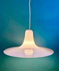 Vintage Murano Glass Swirl Pendant Light. 1970s, White, Transparent, Feature